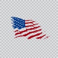 American flag in grunge style vector illustration on a transparent background Royalty Free Stock Photo