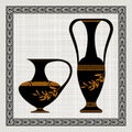 Antique amphora on a canvas, illustration. Royalty Free Stock Photo