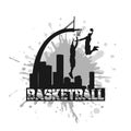 Basketball players on grunge background vector icon Royalty Free Stock Photo