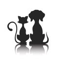 Dog and cat silhouette. Royalty Free Stock Photo