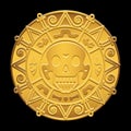 Gold medallion of pirates of the Caribbean Sea. Royalty Free Stock Photo