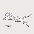 Jumping tiger abstract form from polygons.