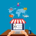 Online commerce flat style vector illustration