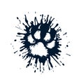 Predator paw print among the mud splashes. Royalty Free Stock Photo