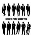 Set of silhouettes of business people in suit.