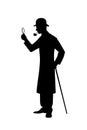 Silhouette of detective vector illustration.