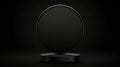 A black circular object with a textured surface and a thin black frame. Royalty Free Stock Photo