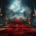 Stairway to Heaven, a Red Carpet Leading into the Sky Royalty Free Stock Photo