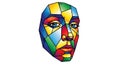 Abstract colorful face illustration with polygon shapes on white background Royalty Free Stock Photo