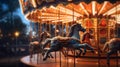 Carnival Merry-Go-Round Carousel with Horses Royalty Free Stock Photo