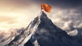 Flag on mountain peak