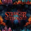 Stranger Things Logo: Watercolor Forest Royalty Free Stock Photo