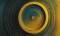 circular frame with yellow border is set against gradient background blue and green, creating visually Royalty Free Stock Photo