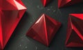 collection red, triangular-shaped objects arranged in grid-like pattern against dark background.