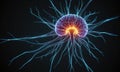 vibrant, abstract representation brain or nervous system, with intricate blue and purple lines and radiant Royalty Free Stock Photo