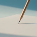 a minimalist photograph showcasing a sharpened pencil poised to mark a blank white surface, bathed in soft, diffused light, creati Royalty Free Stock Photo
