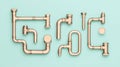 A collection of copper pipes and fittings arranged in a stylized, abstract pattern. Royalty Free Stock Photo