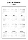 2024 Calendar 12 months