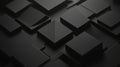 A 3D rendering of a complex geometric pattern of black cubes and rectangles. Royalty Free Stock Photo