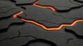 A 3D rendering of a cracked black surface with orange flames emanating from the cracks. Royalty Free Stock Photo