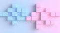 A 3D rendering of a grid of pink and blue cubes. Royalty Free Stock Photo