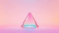 A pink and blue glass pyramid sits on a reflective surface. Royalty Free Stock Photo