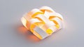A 3D rendering of a white, abstract sculpture with a twisted, interwoven design.