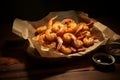 japanese fried shrimp on brown paper