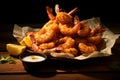 japanese fried shrimp on brown paper