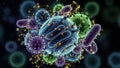 Microscopic view of bacteria and viruses Royalty Free Stock Photo