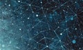 digital starry night sky, featuring network interconnected lines and dots in shades blue and black.