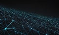 digital network interconnected lines and dots, with gradient blue and green colors, creating sense depth and