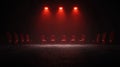 A dimly lit stage with red chairs and spotlights. Royalty Free Stock Photo