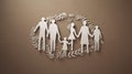 White paper cutouts of family on brown background Royalty Free Stock Photo