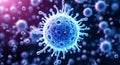 Detailed blue virus cell close-up with microscopic structure for medical and scientific illustration Royalty Free Stock Photo