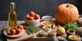 Autumn Harvest: A Cozy Culinary Display Royalty Free Stock Photo