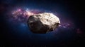 A large, irregularly shaped asteroid in space. Royalty Free Stock Photo