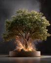 A Conceptual Representation of Environmental Destruction through a Tree Consumed by Fire Royalty Free Stock Photo