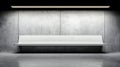 A white bench sits in a dimly lit room, with a long light above it. Royalty Free Stock Photo