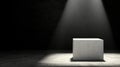 A white cube in a spotlight. Royalty Free Stock Photo