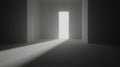 A white door in a black room. Royalty Free Stock Photo