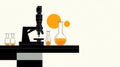 A black and white illustration of a laboratory scene. Royalty Free Stock Photo