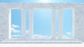 A white marble structure with columns and a window. Royalty Free Stock Photo