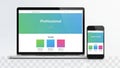 A responsive website design mockup displayed on a modern laptop and a smartphone illustrating multi-device compatibility for Royalty Free Stock Photo