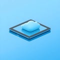 Cloud Computing Icon: Tablet with Data Cloud - Digital Storage and Technology Illustration Royalty Free Stock Photo