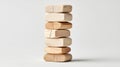 A stack of six wooden blocks with varying shapes and sizes. Royalty Free Stock Photo