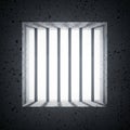 Close-up of a Concrete Prison Cell Window with Vertical Bars and Bright Light jail Royalty Free Stock Photo