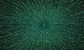 digital green explosion or burst, with radiating lines and small green dot in the center. Royalty Free Stock Photo