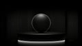 A black sphere on a black platform. Royalty Free Stock Photo