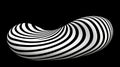 A black and white striped sphere with a curved surface. Royalty Free Stock Photo